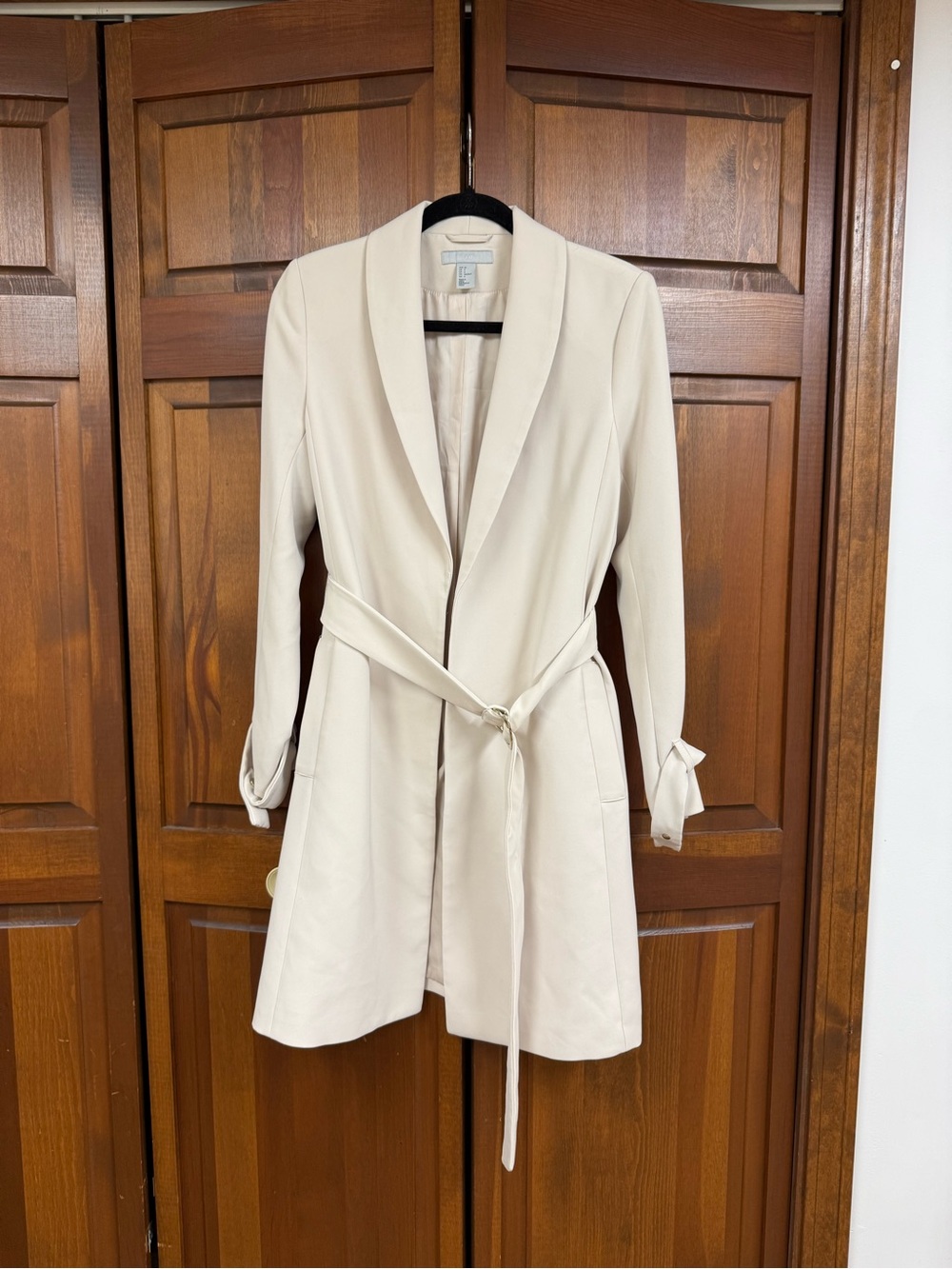 H&M Cream Tie-Waist Trench Coat
